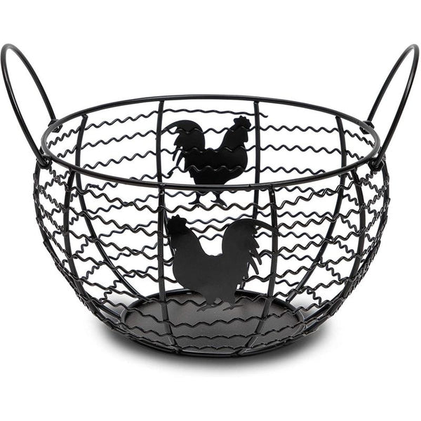 Wire Egg Basket, Farmhouse Kitchen Organizer (Black, 8.2 x 8.2 x 4.9 In)