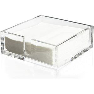 Acrylic Napkin Holder and Napkin Set (7.4 x 7.4 x 2.75 Inches)