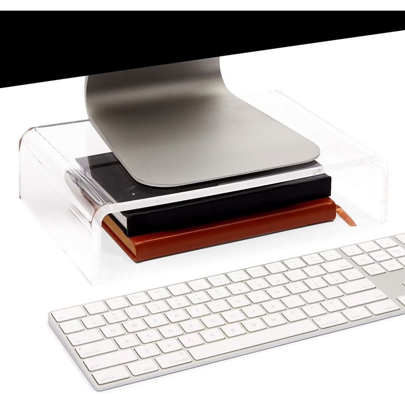 Acrylic Computer Monitor Stand, Clear Display Riser (12 x 8 x 3 in)