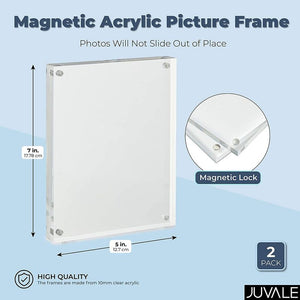 Juvale Magnetic Acrylic Picture Frame for 5 x 7 Inch Photo (2 Pack)