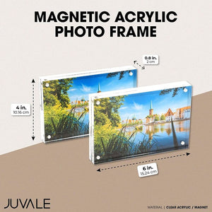 Juvale Magnetic Acrylic Picture Frame for 4 x 6 Inch Photos (2 Pack)