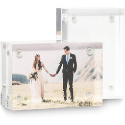 Juvale Magnetic Acrylic Picture Frame for 2 x 3 Inch Photos (2 Pack)