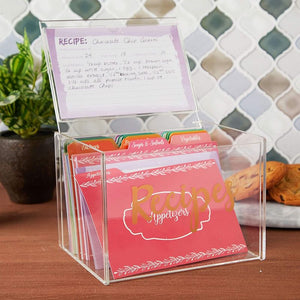 Acrylic Recipe Box with 60 Cards and 24 Dividers (85 Pieces)