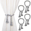 Juvale Grey Rope Curtain Tiebacks, Holdbacks for Drapes (29 Inches, 4 Pack)