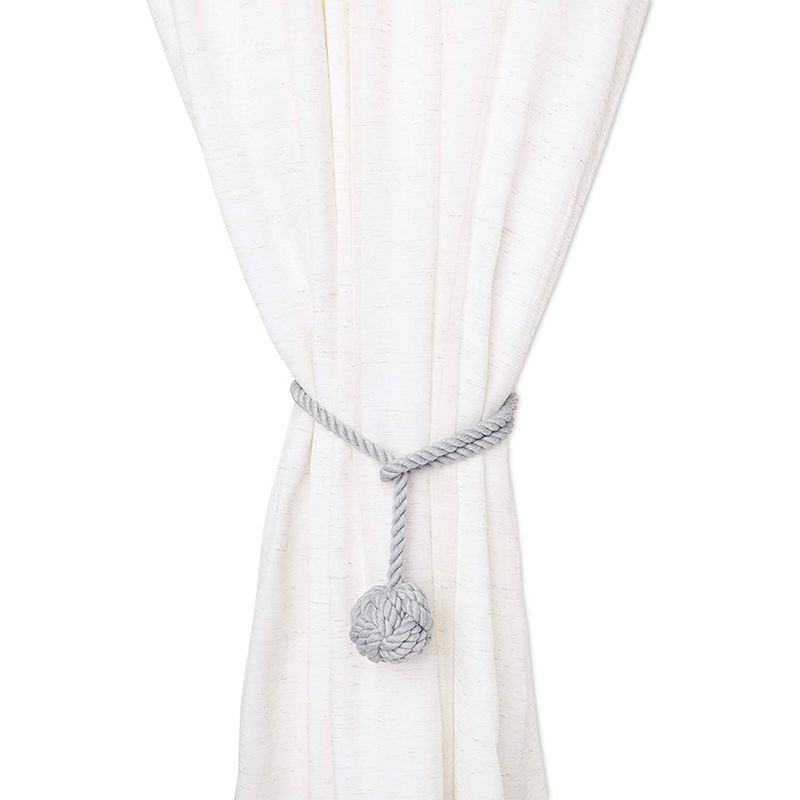 Light Grey Rope Curtain Tiebacks, Holdbacks for Drapes (20 Inches, 2 Pack)