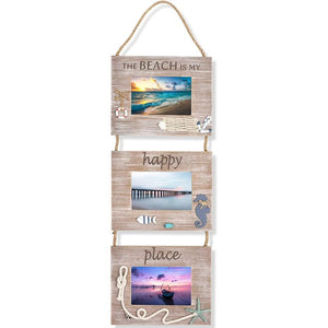 Juvale Beach Picture Frame Hanging Decoration for 3 4x6 Photos (9.25 x 29.5 x 0.25 in)