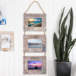 Juvale Beach Picture Frame Hanging Decoration for 3 4x6 Photos (9.25 x 29.5 x 0.25 in)