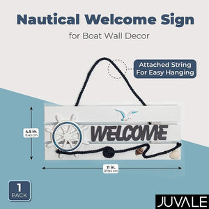 Juvale Nautical Welcome Sign for Boat Wall Decor (11 x 4.5 in)