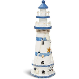 Wooden Lighthouse Nautical Home Decor (4.75 x 14.5 Inches)
