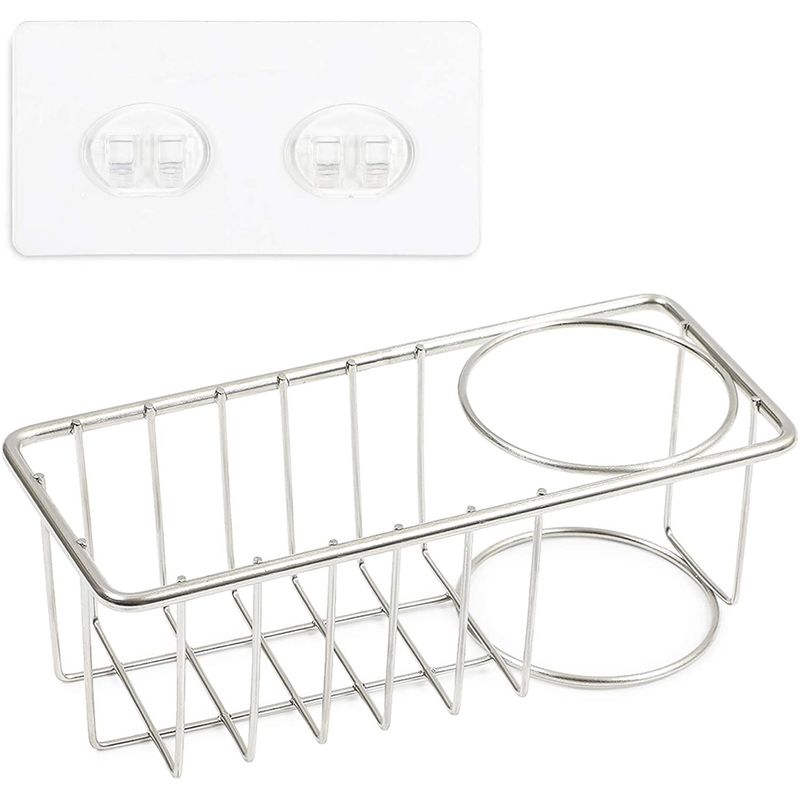 Stainless Steel Sponge Holder, Kitchen Sink Dishwashing Caddie (7 x 3 x 2.5 In)