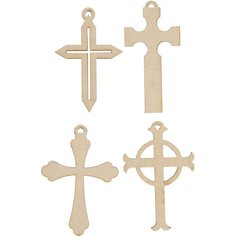 Unfinished Wooden Cross Christmas Tree Ornaments for Crafts (24 Pack)