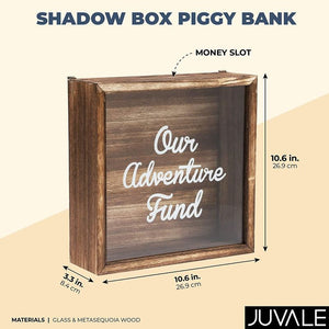 Shadow Box Bank for Money Saving, Our Adventure Fund (10.6 x 10.6 x 3.3 Inches)