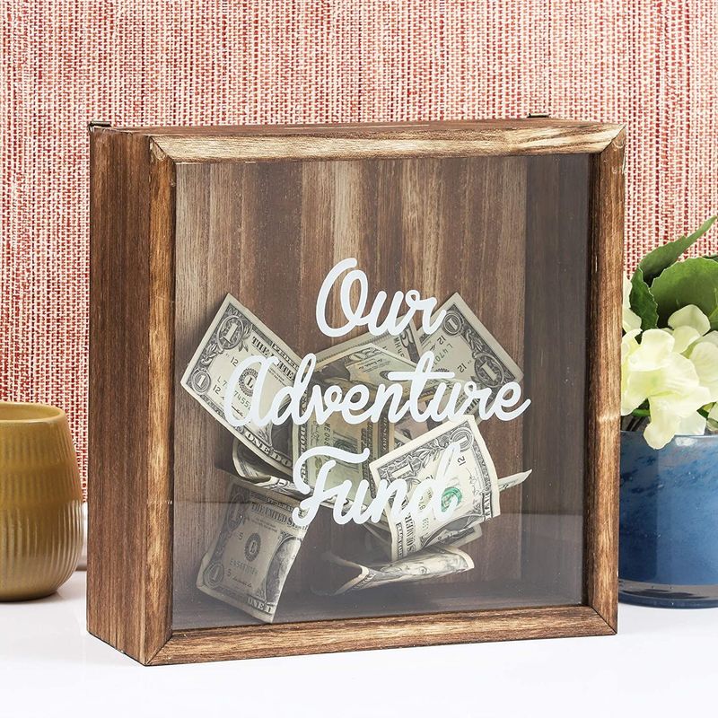  Juvale Our Adventure Fund, Vacation Shadow Box for Weddings,  Honeymoon Savings Piggy Bank for Adults (7 x 7 Inches) : Clothing, Shoes &  Jewelry