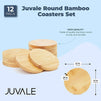 Juvale Round Bamboo Coasters Set (12 Pack)