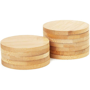 Juvale Round Bamboo Coasters Set (12 Pack)