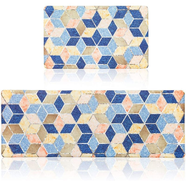 Cushioned Anti Fatigue Kitchen Mats in Diamond Pattern, 2 Sizes (2 Piece Set)