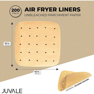 Air Fryer Liners, Unbleached Parchment Paper (8.5 x 8.5 In, 200 Pack)