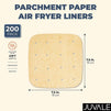 Air Fryer Liners, Unbleached Parchment Paper (7.5 x 7.5 In, 200 Pack)