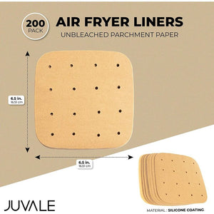 Air Fryer Liners, Unbleached Parchment Paper (6.5 x 6.5 In, 200 Pack)