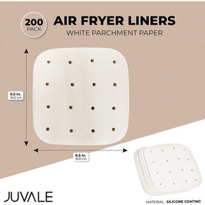 Air Fryer Liners, White Parchment Paper (6.5 x 6.5 In, 200 Pack)