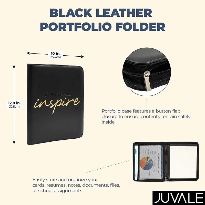 Padded Organizer Padfolio, Legal Size Leather Business Portfolio, Dream (Black)