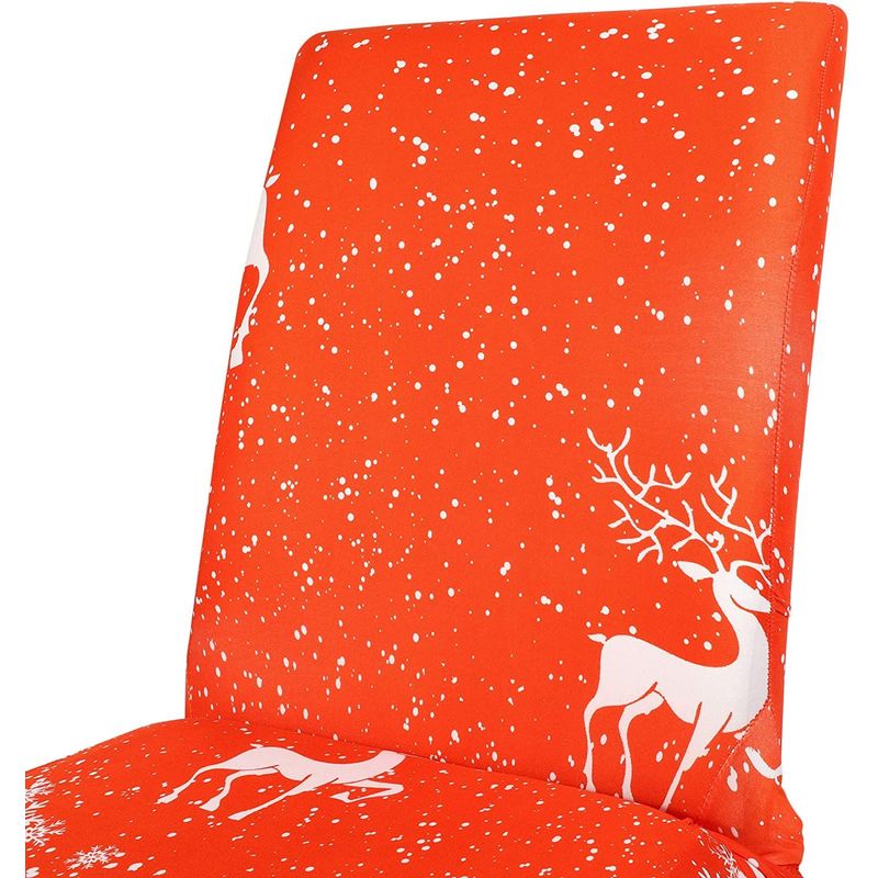 Christmas Dining Chair Covers Set of 4, Reindeer Design (Red)