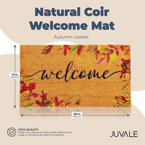 Natural Coir Welcome Door Mat, Autumn Leaves (30 x 17 Inches)