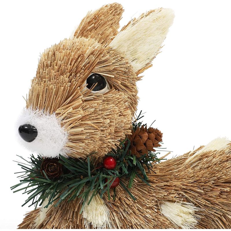 Juvale Merry Christmas Deer Figurine, Rustic Holiday Home Decor, Self Standing (Tan, 10.5 in)