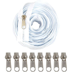 Zipper Set with Long Sliders, Sewing Supplies (White, 10 Yards, 10 Pieces)