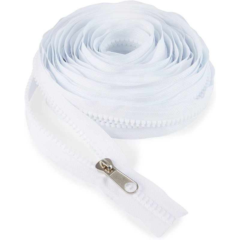 Zipper Set with Long Sliders, Sewing Supplies (White, 10 Yards, 10 Pieces)