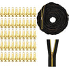Black #5 Coil Zippers and 50 Gold Replacement Sliders for Sewing (25 Yards)