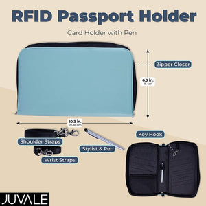 RFID Family Passport Holder, Travel Wallet with Pen (Mint, 4 Pieces)