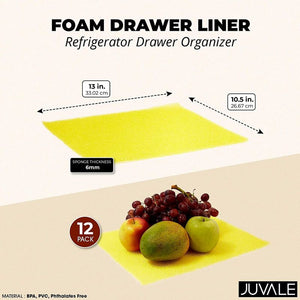 Foam Fridge Liners, Refrigerator Organizer Mats (Yellow, 13 x 10.5 In, 12 Pack)