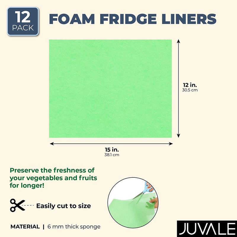 Foam Fridge Liners, Refrigerator Organizer Mats (Green, 15 x 12 In, 12 Pack)