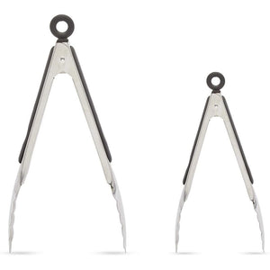 Juvale Stainless Steel Tongs for BBQ, Kitchen Utensils, Serving Food, 2 Sizes (2 Pack)