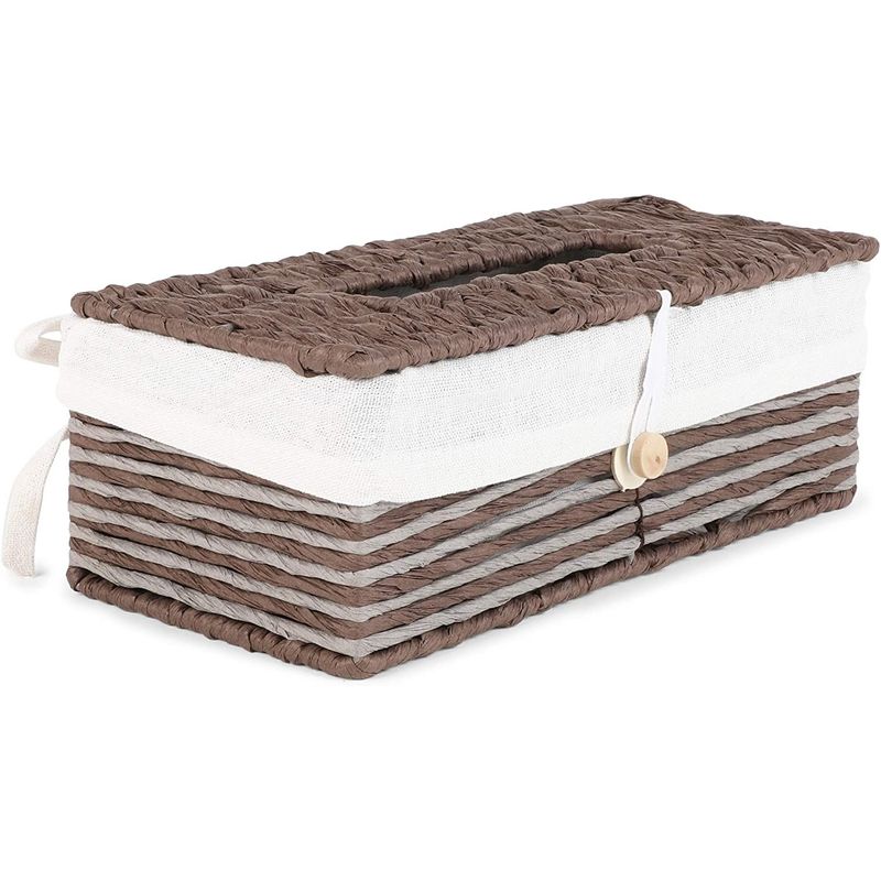 Juvale Woven Rectangular Tissue Box, Farmhouse Decor (Brown, 10 x 5.5 x 4 in)