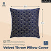 Juvale Velvet Throw Pillow Cover with Dark Blue and Gold Design (18 x 18 Inches)