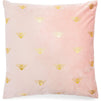 Juvale Velvet Throw Pillow Cover, Light Pink with Gold Bees (18 x 18 Inches)