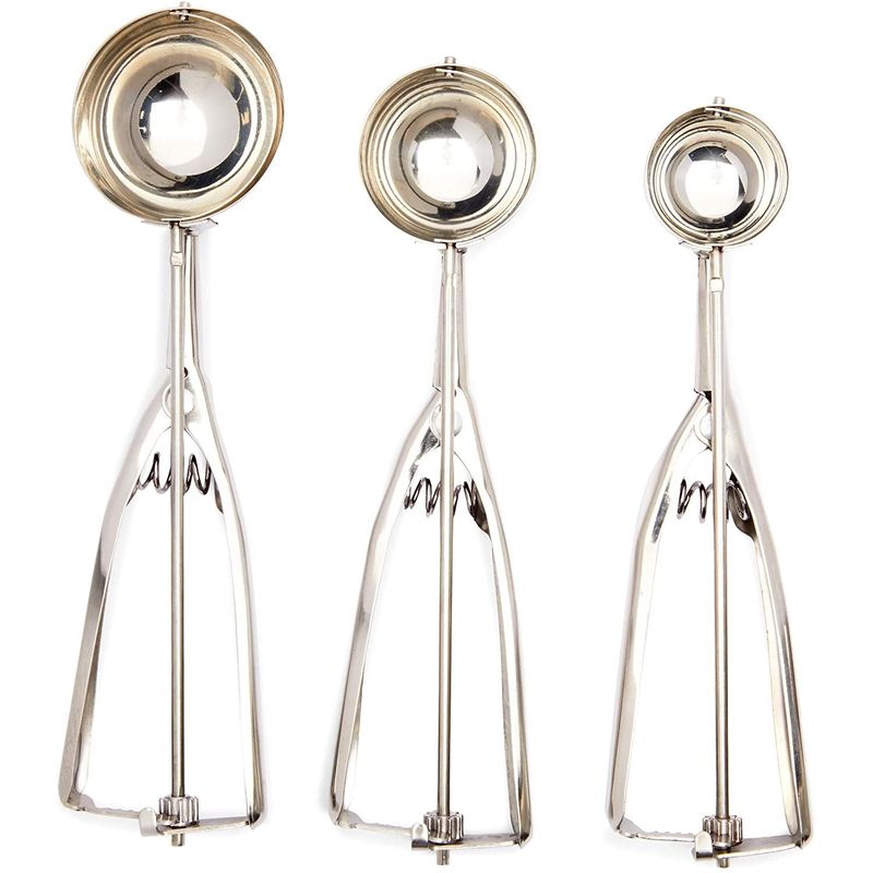 Juvale Ice Cream Scoops, Solid Stainless Steel Cookie Scoop in 3 Sizes (3 Pack)