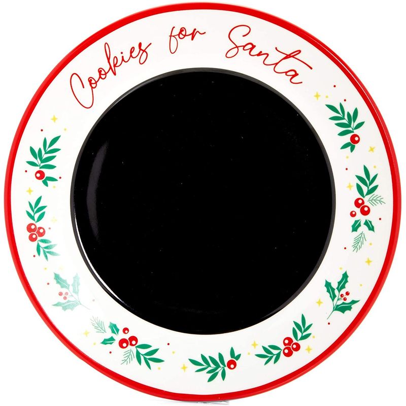 Cookies for Santa Plate Set with Milk Jar, Reindeer Treat Bowl, Chalk (4 Pieces)