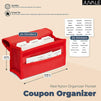 Coupon Organizer with 24 Dividers and 24 Labels (8.8 x 3.5 x 6.2 in, Red)