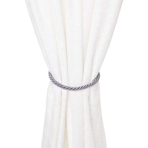 Light Grey Rope Curtain Tiebacks with Hooks, Holdbacks for Drapes (26 in, 2 Pairs)