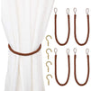 Brown Rope Curtain Tiebacks with Hooks, Holdbacks for Drapes (26 in, 2 Pairs)