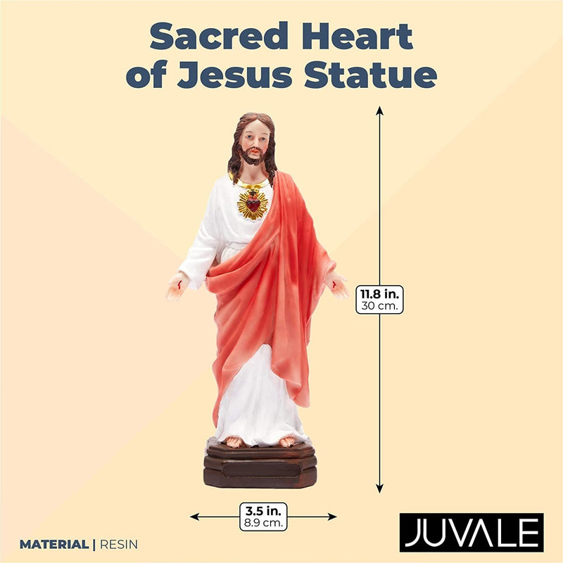 Juvale Religious Statue, Sacred Heart of Jesus Figurine, Christian Decor (12 Inches)