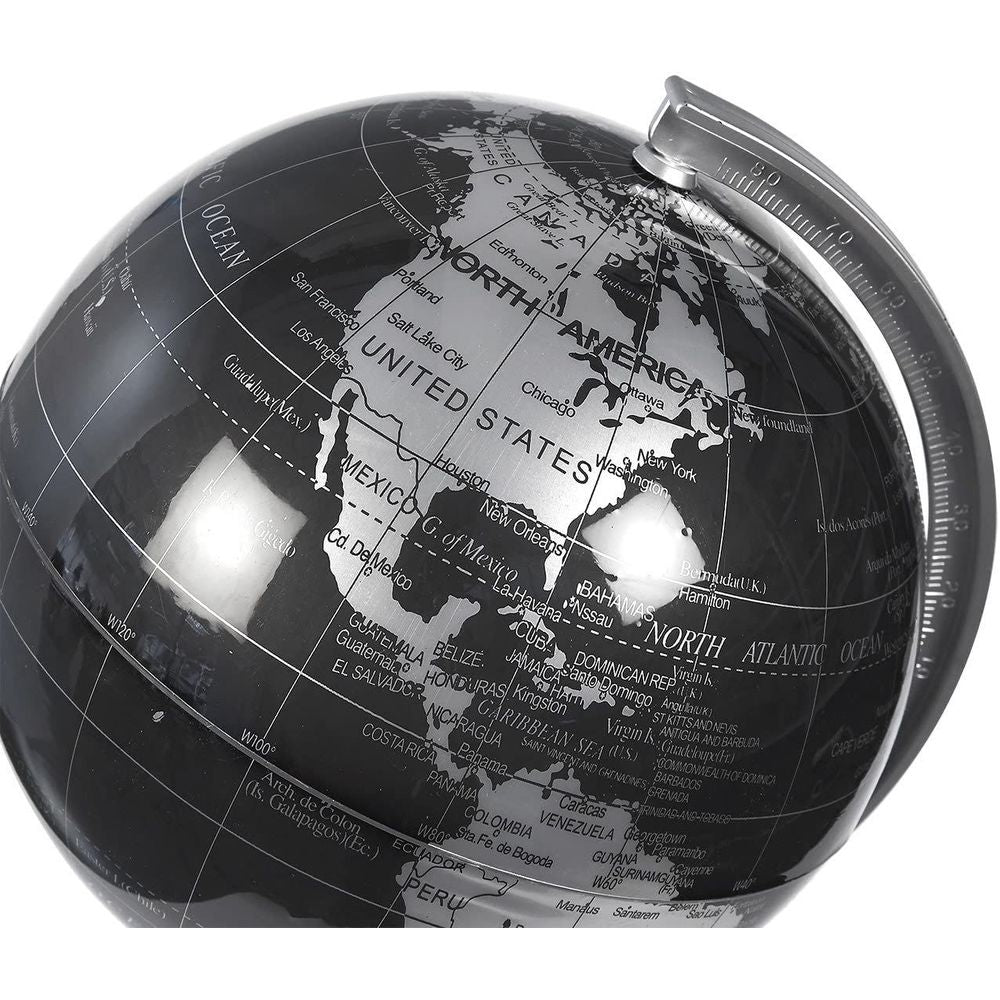 16 Black World Globe on a Black Stand