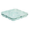 2 Pack Porcelain Divided Serving Tray for Appetizers, 5 Compartments (Light Blue, 9.5 In)