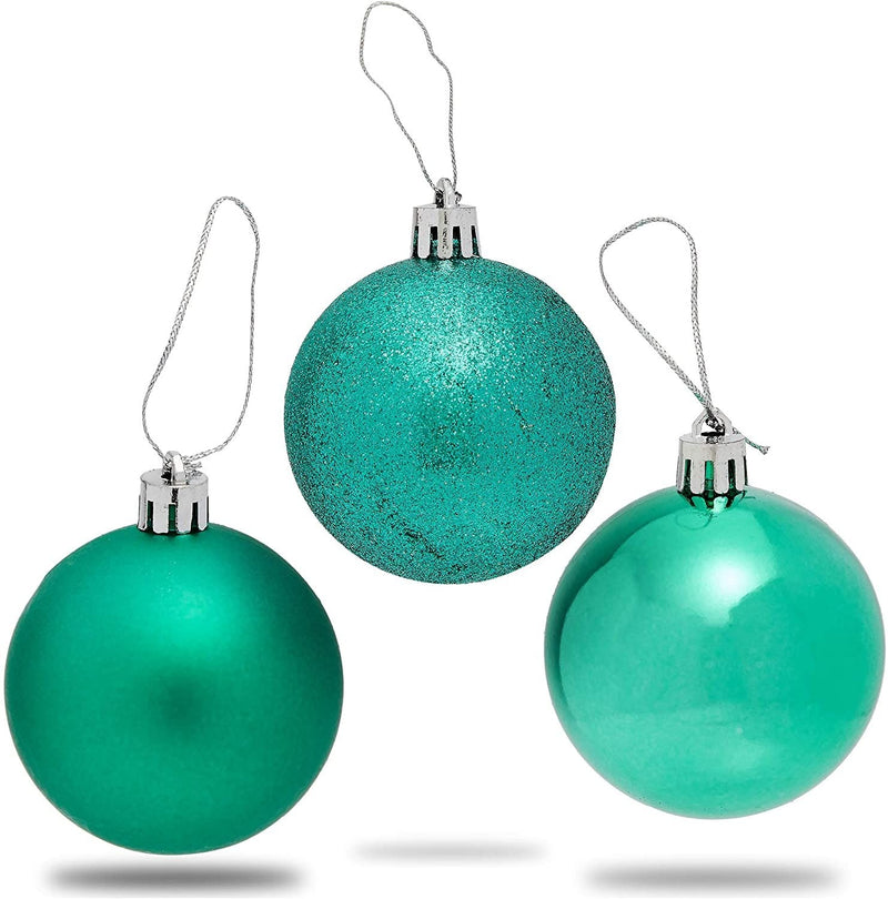 Mini Shatterproof Glitter Christmas Tree Ball Ornaments (Forest Green, 2.3 in, 36 Pack)