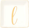 Letter L Ceramic Trinket Tray, Monogram Initials Jewelry Dish (4 x 4 Inches)