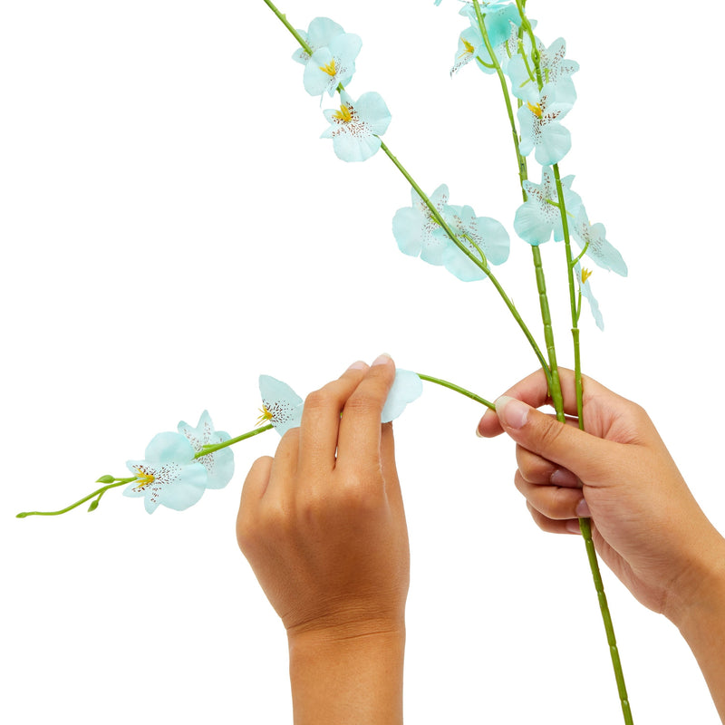10 Pack Silk Dancing Lady Orchids, 36.5" Long Stem Artificial Butterfly Flowers for Home Decor (Blue)