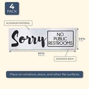 No Public Restroom Signs (4 Pack) Decal Stickers